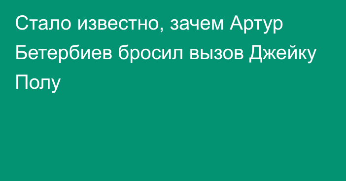 Стало известно, зачем Артур Бетербиев бросил вызов Джейку Полу