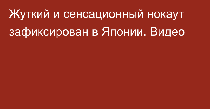 Жуткий и сенсационный нокаут зафиксирован в Японии. Видео