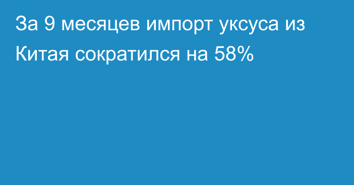 За 9 месяцев импорт уксуса из Китая сократился на 58%