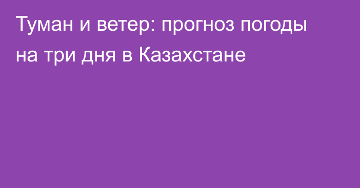 Туман и ветер: прогноз погоды на три дня в Казахстане