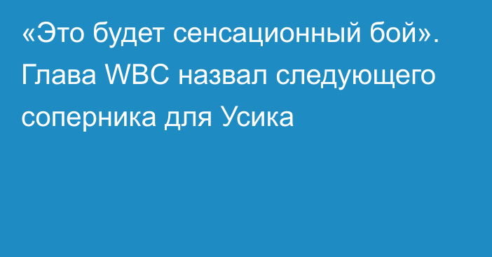 «Это будет сенсационный бой». Глава WBC назвал следующего соперника для Усика