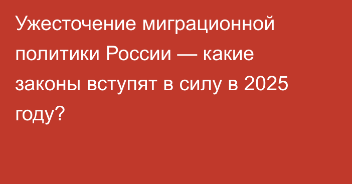 Ужесточение миграционной политики России — какие законы вступят в силу в 2025 году?