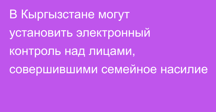 В Кыргызстане могут установить электронный контроль над лицами, совершившими семейное насилие