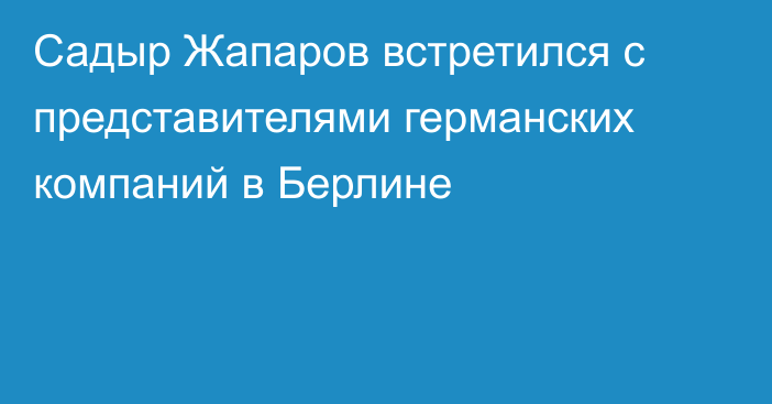 Садыр Жапаров встретился с представителями германских компаний в Берлине