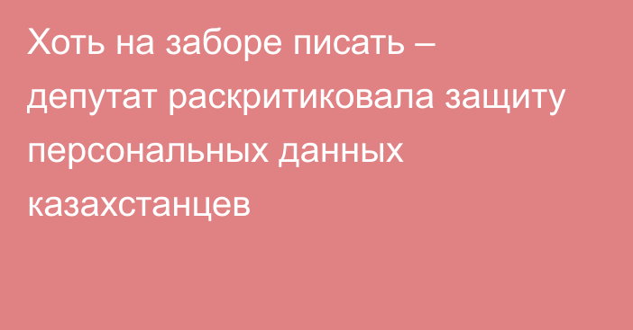 Хоть на заборе писать – депутат раскритиковала защиту персональных данных казахстанцев