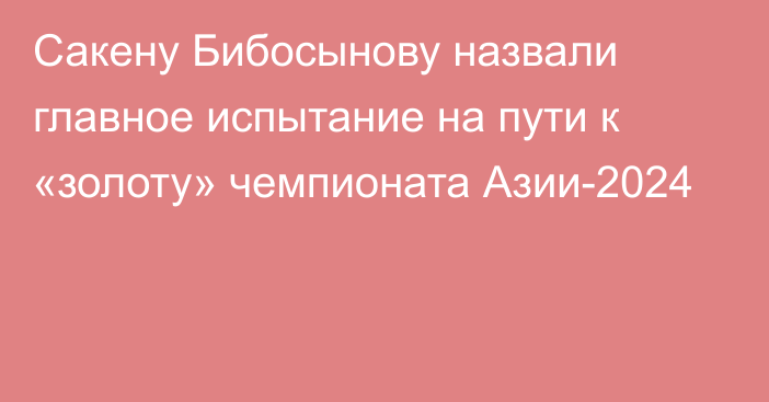 Сакену Бибосынову назвали главное испытание на пути к «золоту» чемпионата Азии-2024