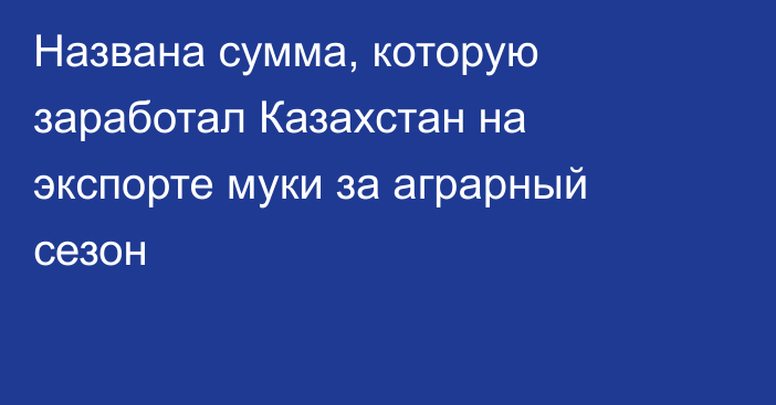 Названа сумма, которую заработал Казахстан на экспорте муки за аграрный сезон