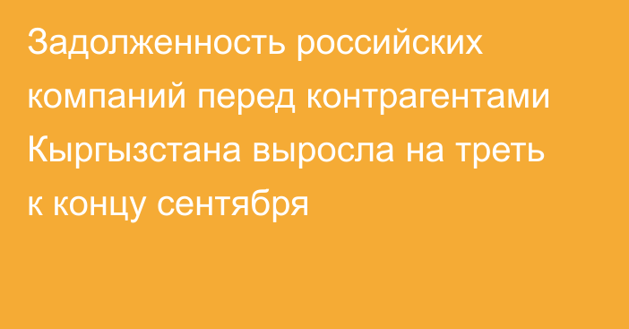 Задолженность российских компаний перед контрагентами Кыргызстана выросла на треть к концу сентября