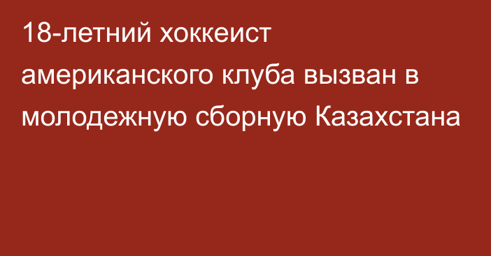 18-летний хоккеист американского клуба вызван в молодежную сборную Казахстана