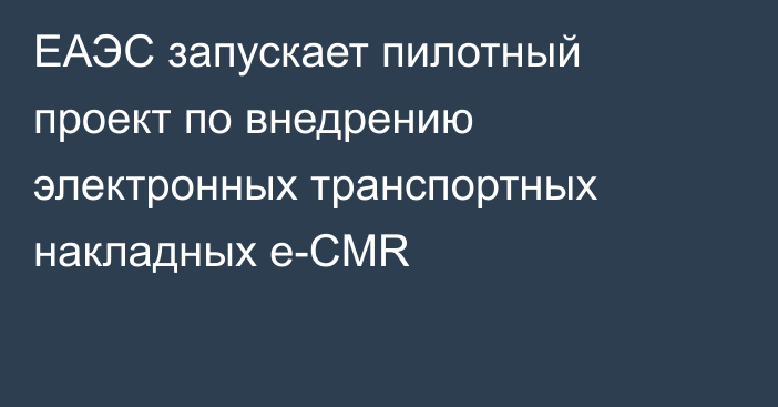 ЕАЭС запускает пилотный проект по внедрению электронных транспортных накладных e-CMR