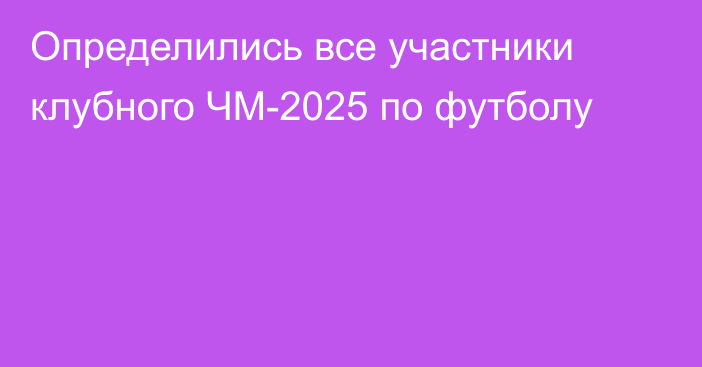 Определились все участники клубного ЧМ-2025 по футболу