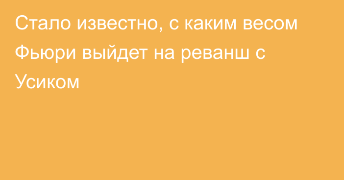 Стало известно, с каким весом Фьюри выйдет на реванш с Усиком