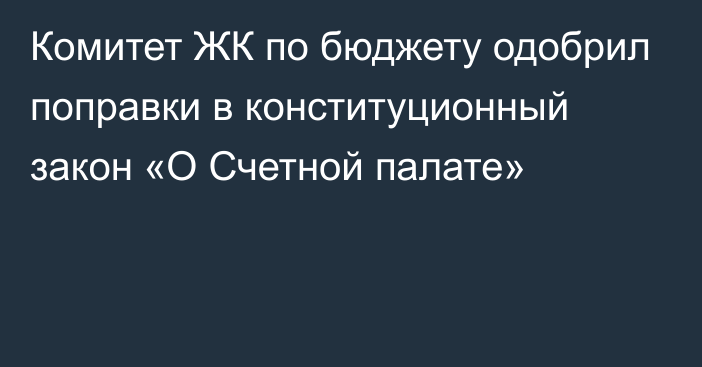 Комитет ЖК по бюджету одобрил поправки в конституционный закон «О Счетной палате»