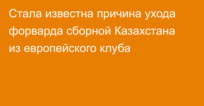 Стала известна причина ухода форварда сборной Казахстана из европейского клуба