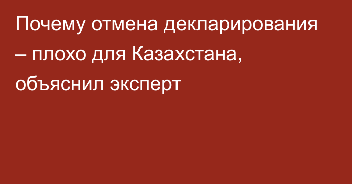 Почему отмена декларирования – плохо для Казахстана, объяснил эксперт