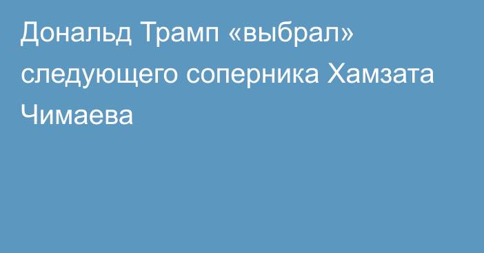 Дональд Трамп «выбрал» следующего соперника Хамзата Чимаева