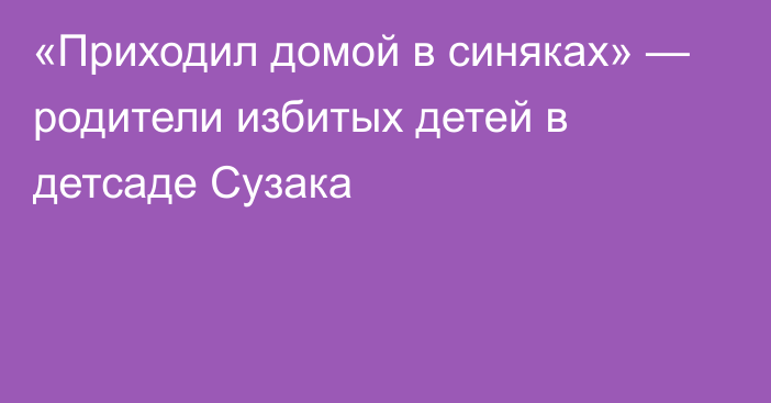 «Приходил домой в синяках» — родители избитых детей в детсаде Сузака