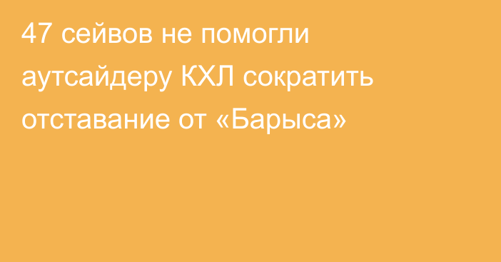 47 сейвов не помогли аутсайдеру КХЛ сократить отставание от «Барыса»