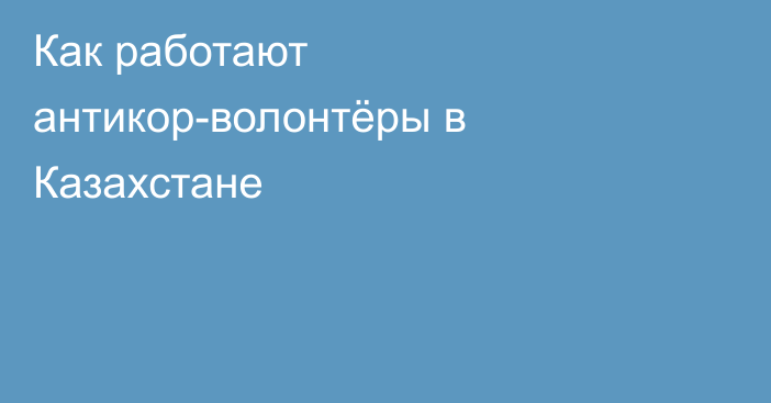 Как работают антикор-волонтёры в Казахстане