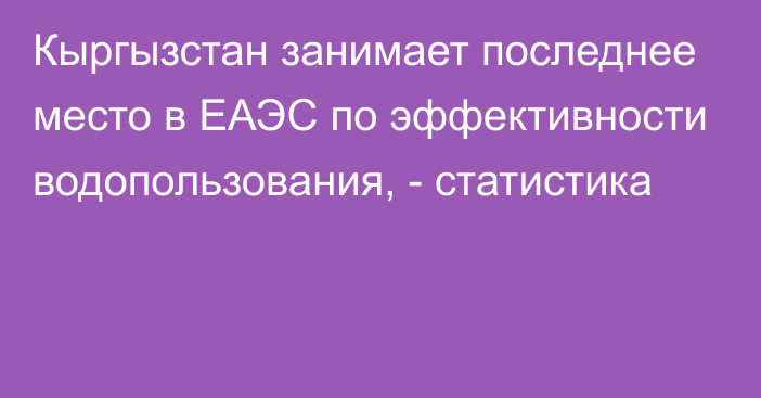 Кыргызстан занимает последнее место в ЕАЭС по эффективности водопользования, - статистика