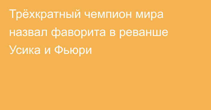 Трёхкратный чемпион мира назвал фаворита в реванше Усика и Фьюри