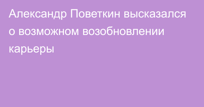 Александр Поветкин высказался о возможном возобновлении карьеры