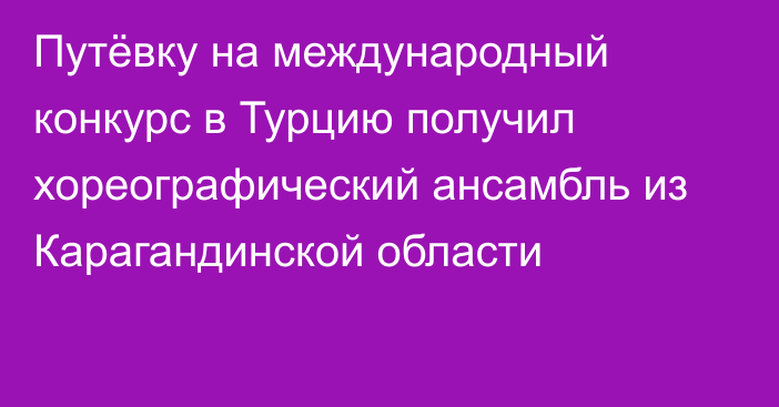 Путёвку на международный конкурс в Турцию получил хореографический ансамбль из Карагандинской области