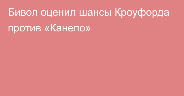 Бивол оценил шансы Кроуфорда против «Канело»