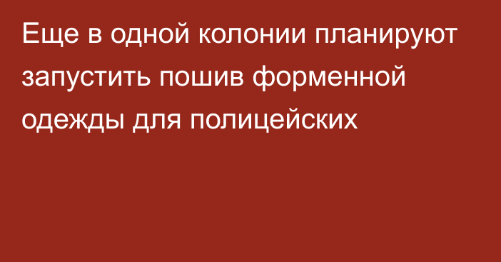 Еще в одной колонии планируют запустить пошив форменной одежды для полицейских