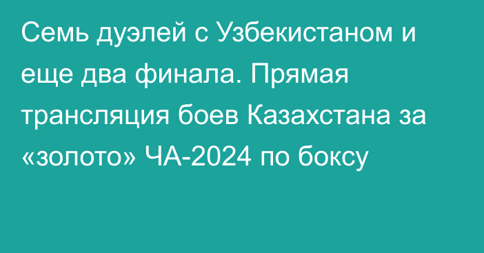 Семь дуэлей с Узбекистаном и еще два финала. Прямая трансляция боев Казахстана за «золото» ЧА-2024 по боксу