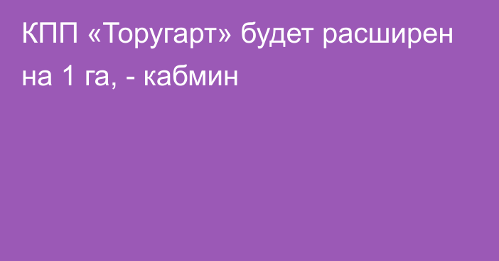 КПП «Торугарт» будет расширен на 1 га, -  кабмин