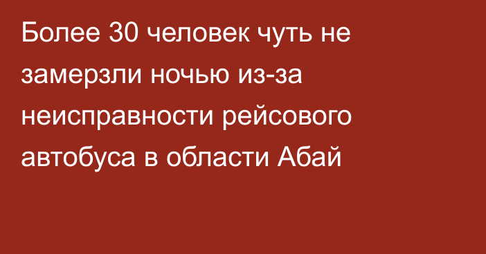 Более 30 человек чуть не замерзли ночью из-за неисправности рейсового автобуса в области Абай