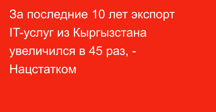 За последние 10 лет экспорт IT-услуг из Кыргызстана увеличился в 45 раз, - Нацстатком 