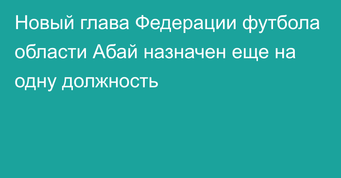 Новый глава Федерации футбола области Абай назначен еще на одну должность