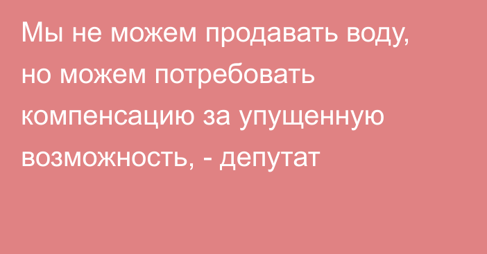 Мы не можем продавать воду, но можем потребовать компенсацию за упущенную возможность, - депутат