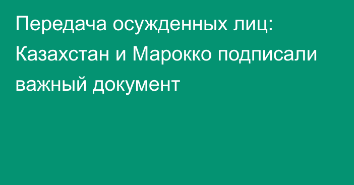 Передача осужденных лиц: Казахстан и Марокко подписали важный документ