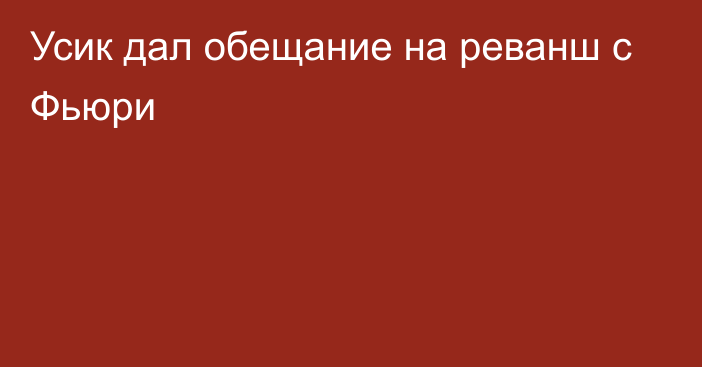 Усик дал обещание на реванш с Фьюри