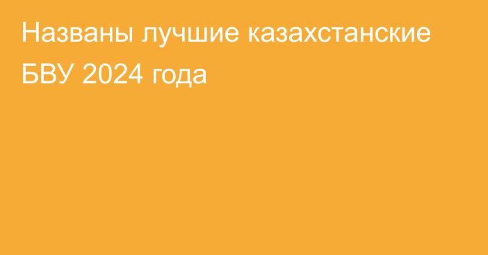 Названы лучшие казахстанские БВУ 2024 года