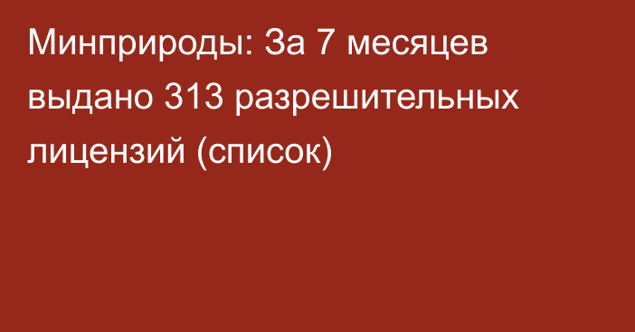 Минприроды: За 7 месяцев выдано 313 разрешительных лицензий (список)