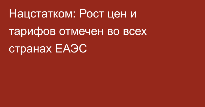 Нацстатком: Рост цен и тарифов отмечен во всех странах ЕАЭС