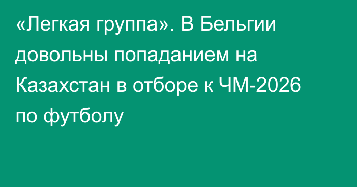 «Легкая группа». В Бельгии довольны попаданием на Казахстан в отборе к ЧМ-2026 по футболу