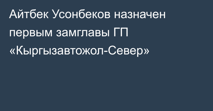 Айтбек Усонбеков назначен первым замглавы ГП «Кыргызавтожол-Север»