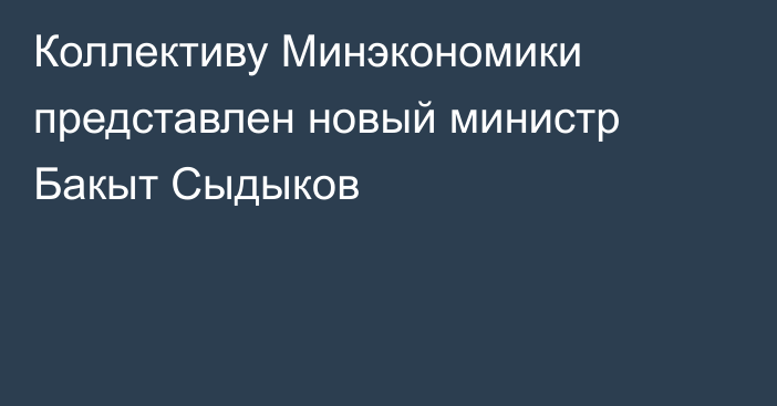 Коллективу Минэкономики представлен новый министр Бакыт Сыдыков