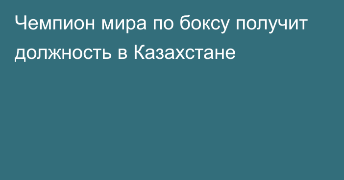 Чемпион мира по боксу получит должность в Казахстане