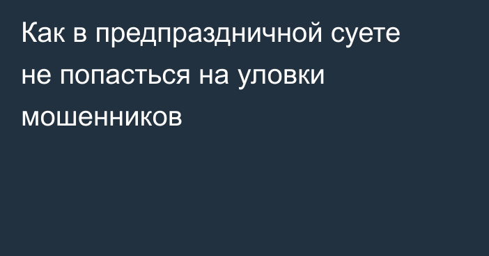 Как в предпраздничной суете не попасться на уловки мошенников