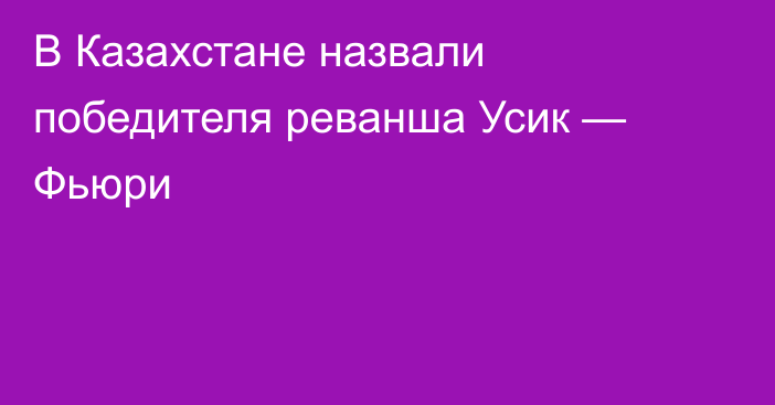 В Казахстане назвали победителя реванша Усик — Фьюри