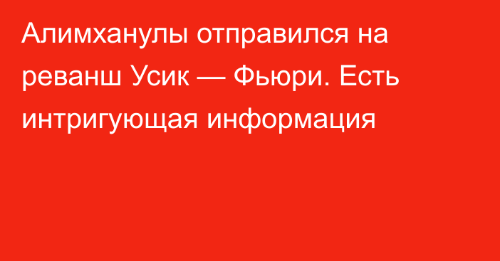 Алимханулы отправился на реванш Усик — Фьюри. Есть интригующая информация