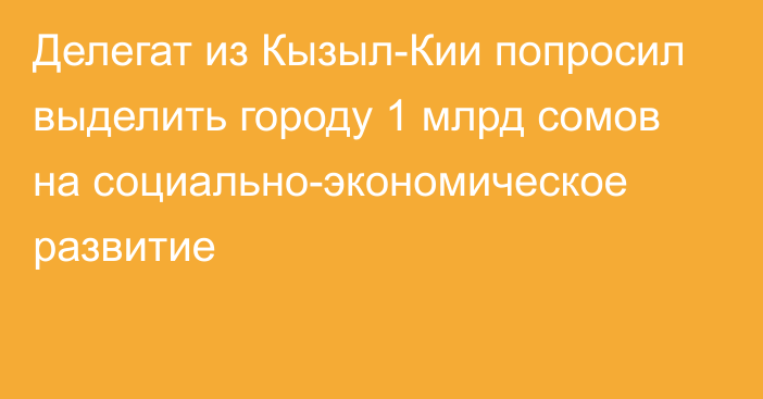 Делегат из Кызыл-Кии попросил выделить городу 1 млрд сомов на социально-экономическое развитие