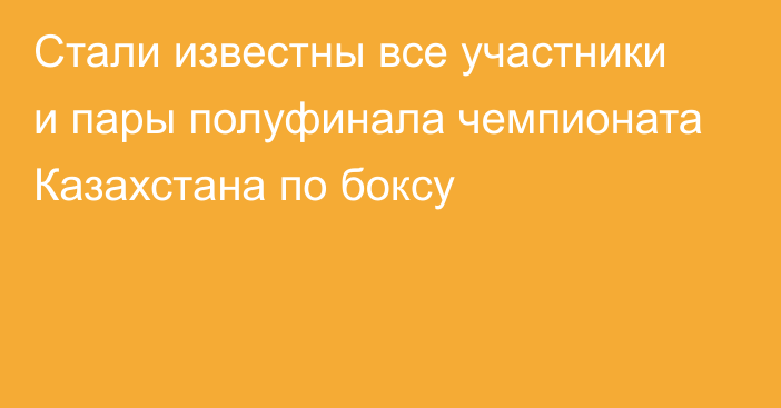 Стали известны все участники и пары полуфинала чемпионата Казахстана по боксу