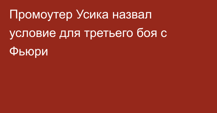 Промоутер Усика назвал условие для третьего боя с Фьюри